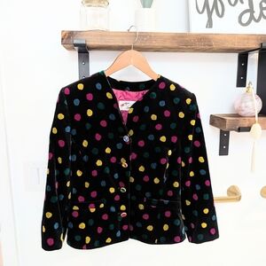 Vintage Hauber Sporting Black Polka Dot Velvet Blazer Sz. 8. C1-1005